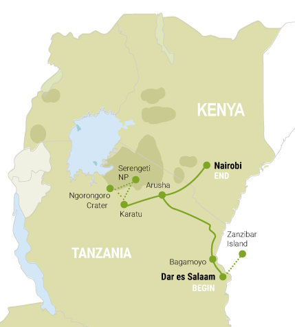 Serengeti Ngorongoro Sansibar Map