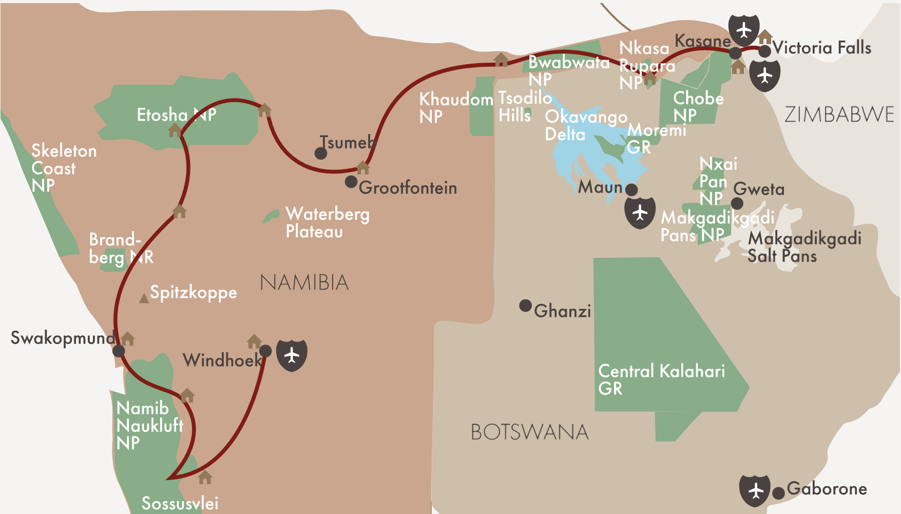 Namibia Botswana Simbabwe Map