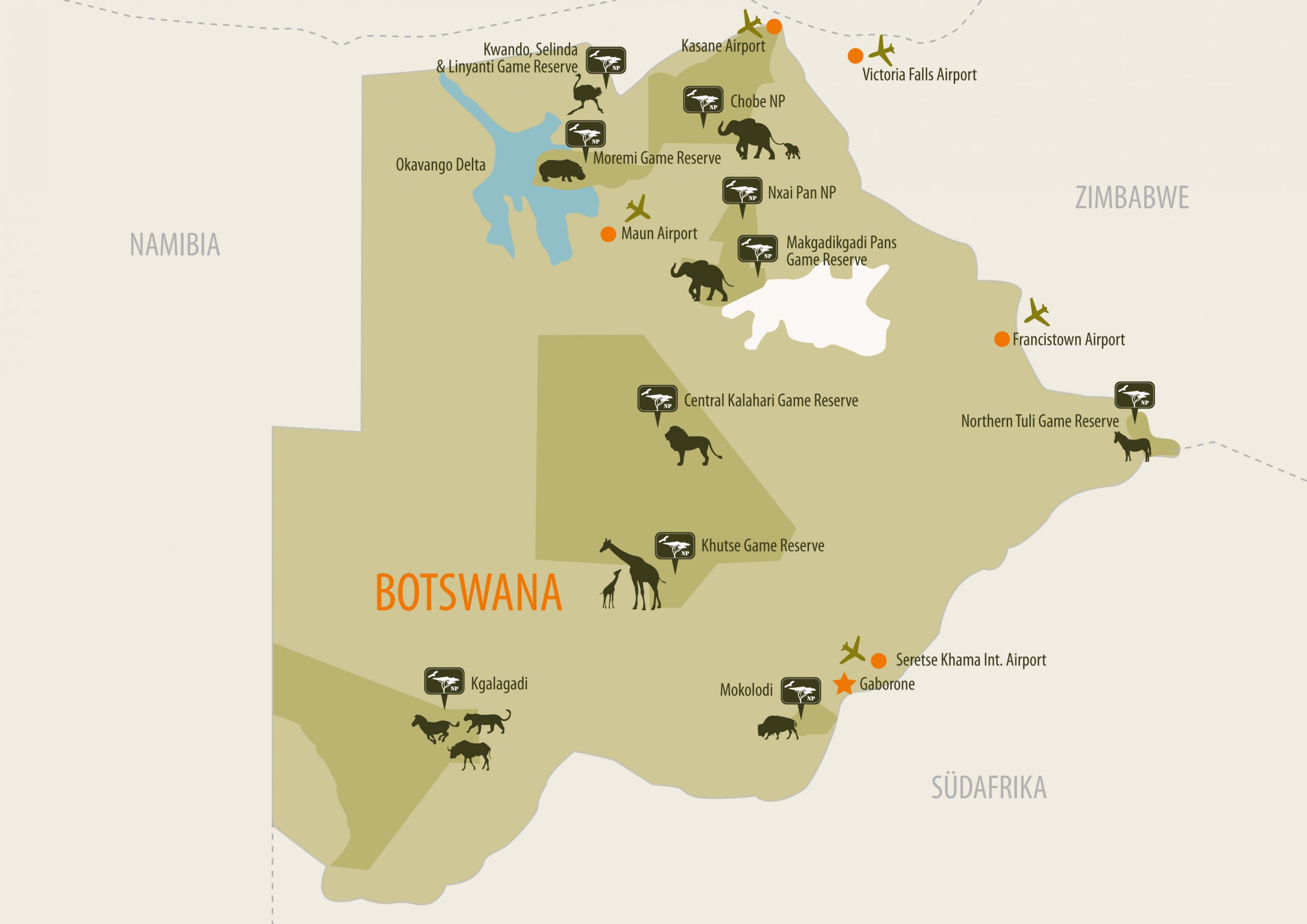 Botswana Map Afrikascout