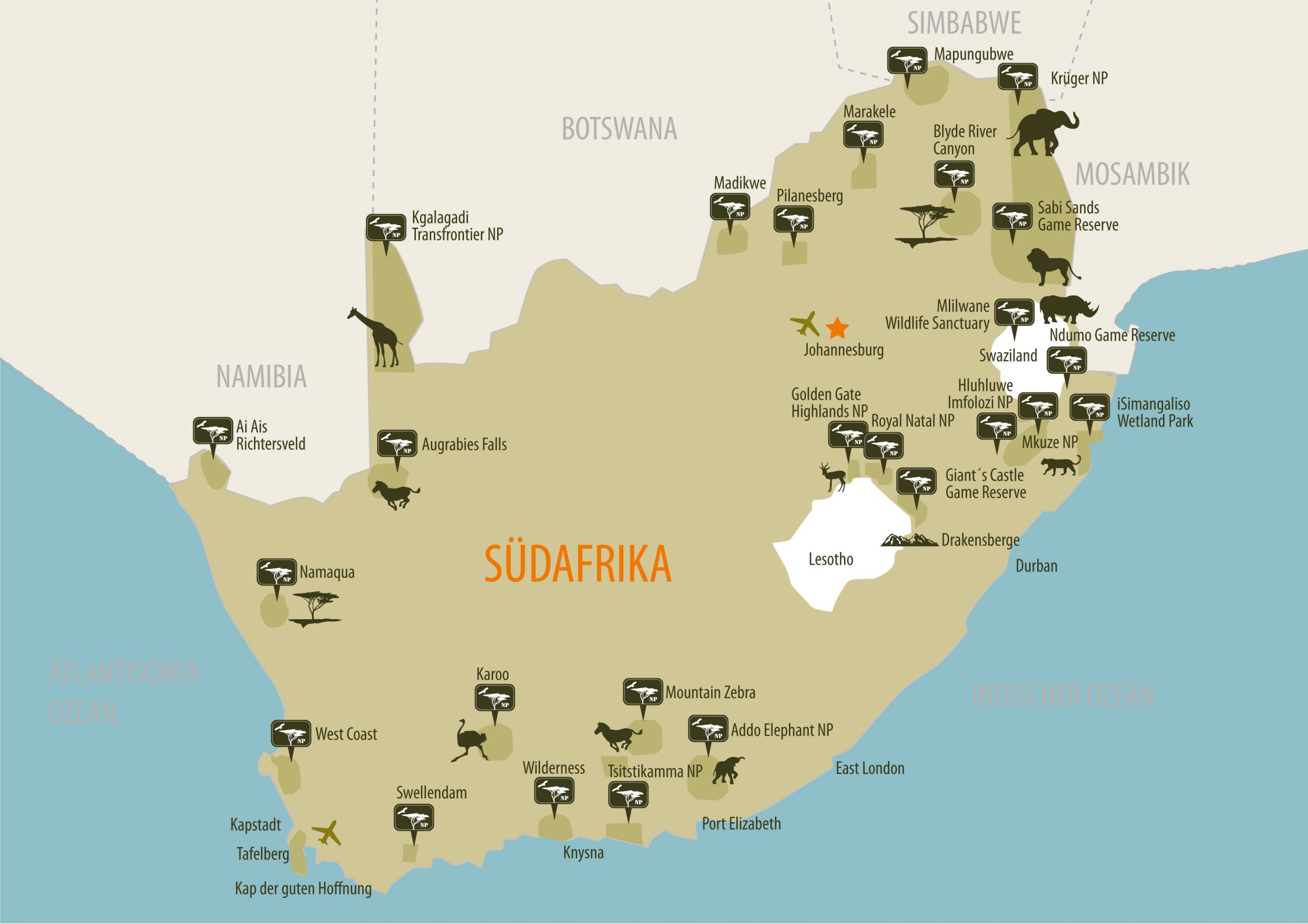 Südafrika map Afrikascout